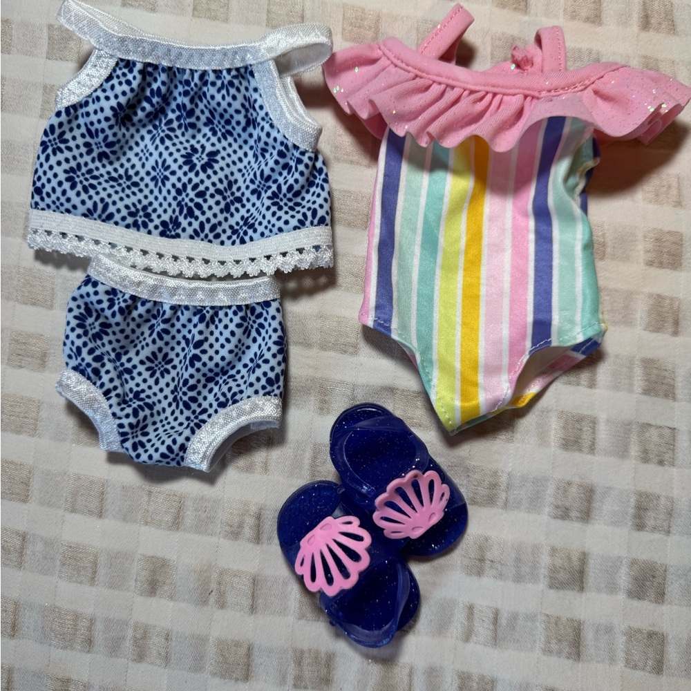 American Girl Doll Outfits with Blue and Pink Accents